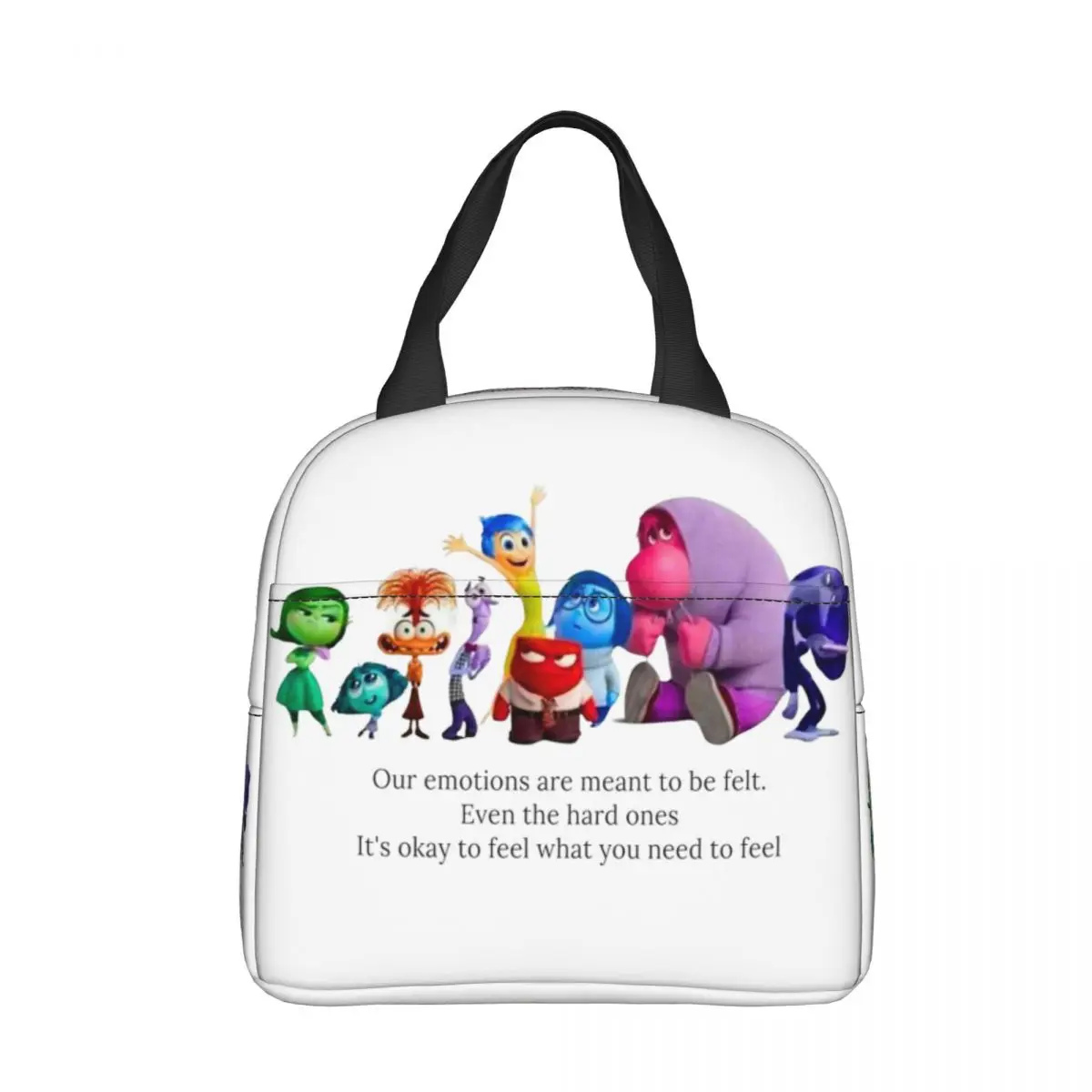 Inside Out Emotions Anxiety Anger Insulated Lunch Bag Cooler Bag Reusable Cartoon Large Lunch Box Tote Food Bag Office Travel