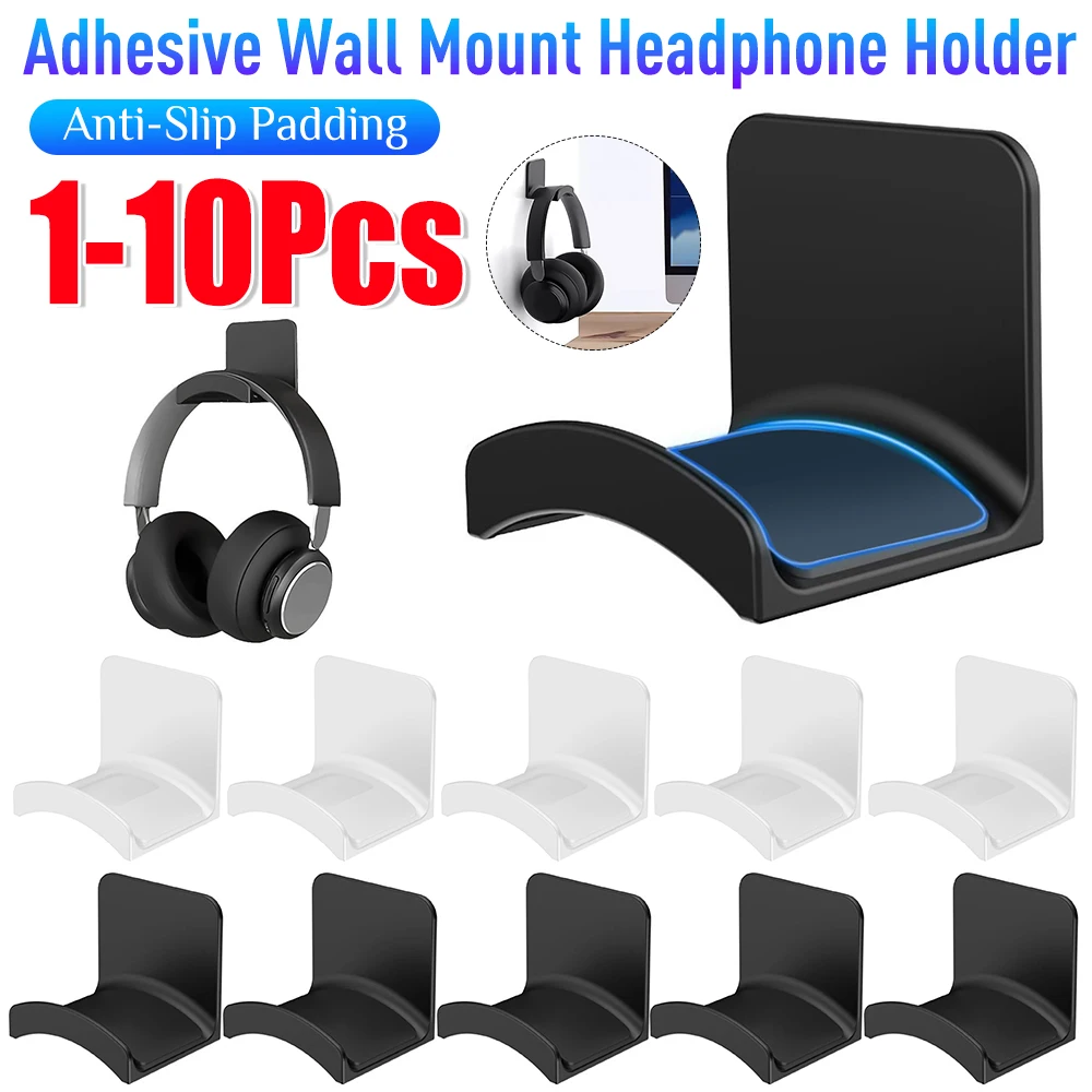 1-10PCS Klebstoff Kopfhörer Haken Aufhänger Kopfhörer Ständer Wand Halterung Unter Schreibtisch Headset Racks Unterstützung Für Gaming Kopfhörer halterungen