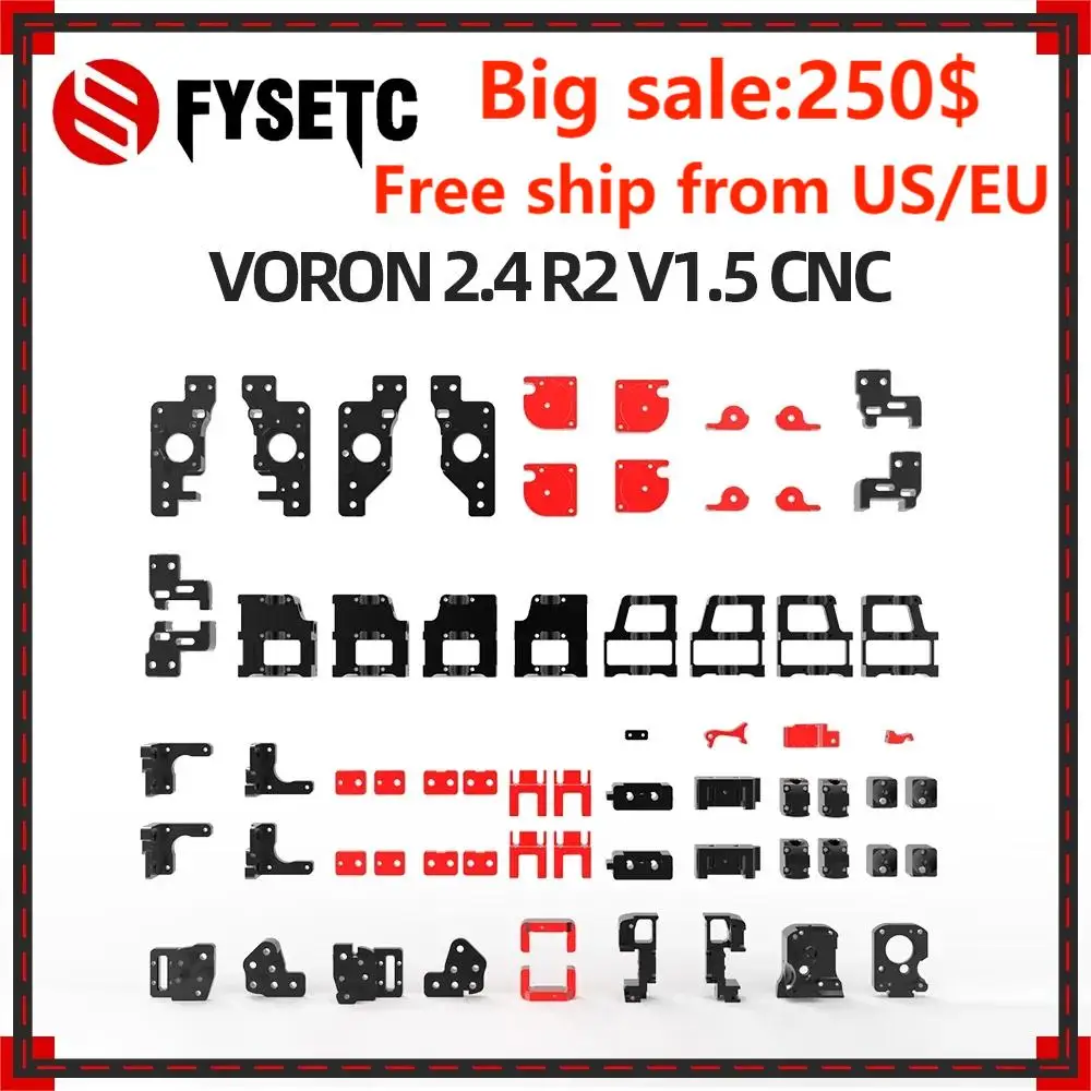 FYSETC for Voron 2.4 R2 V1.5 CNC Aluminum Metal Full Kit Trident V0.2 3D Printer CNC Aluminum Alloy Frame Printed Parts