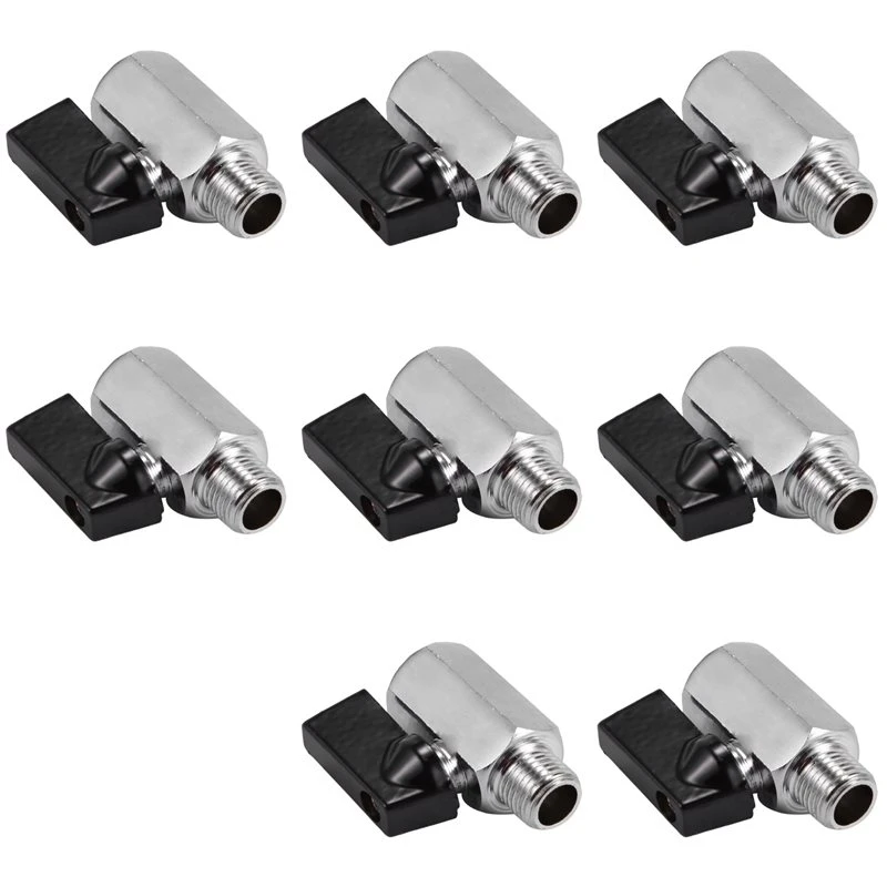 PTST 8X Chrome Brass 1/4Inch Bsp Ball Valve Threads Tap Male To Female Air Compressor Hose