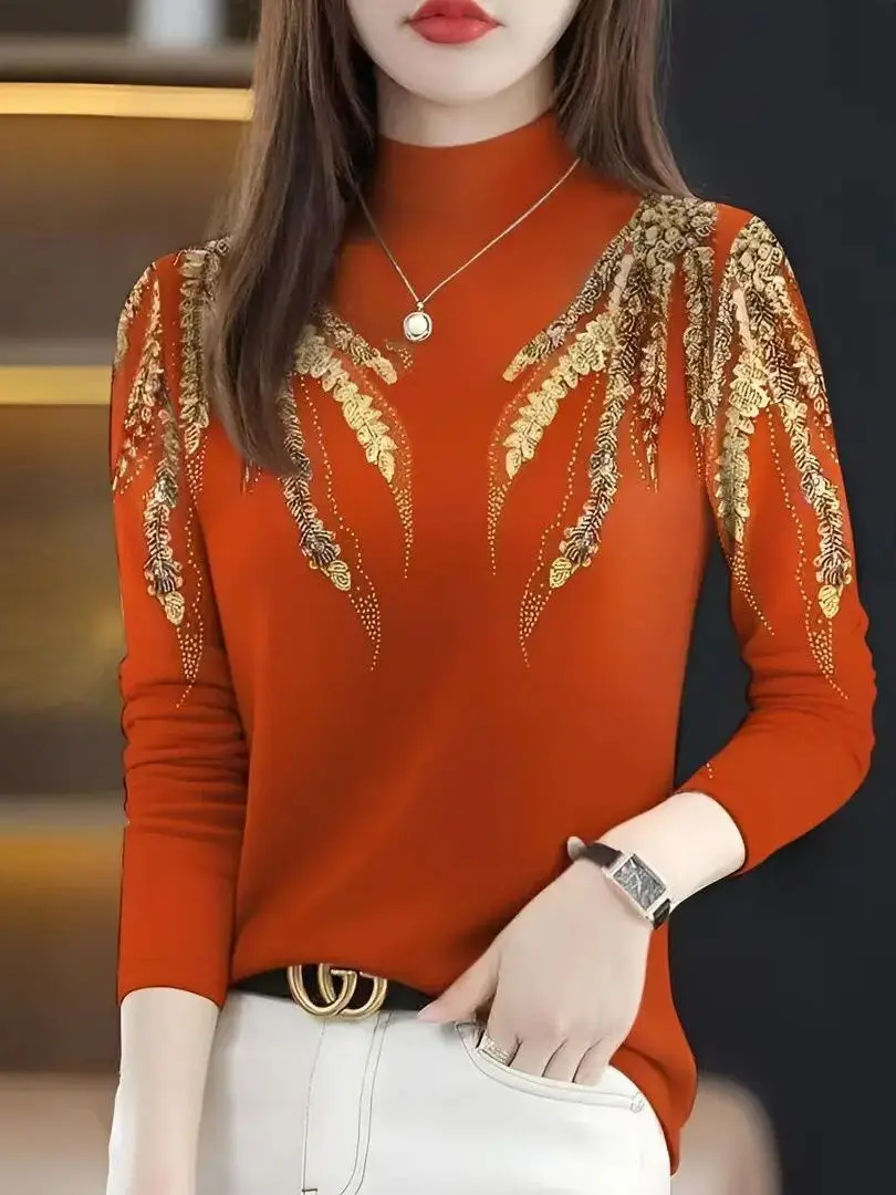 Duży Rozmiar Nowa Damska Długa Koszulka T-shirt Wiosna 2026 Przeciwstarzeniowa Zakrywająca Brzuch Elegancka Moda Do Pracy Etniczna Uniwersalna...