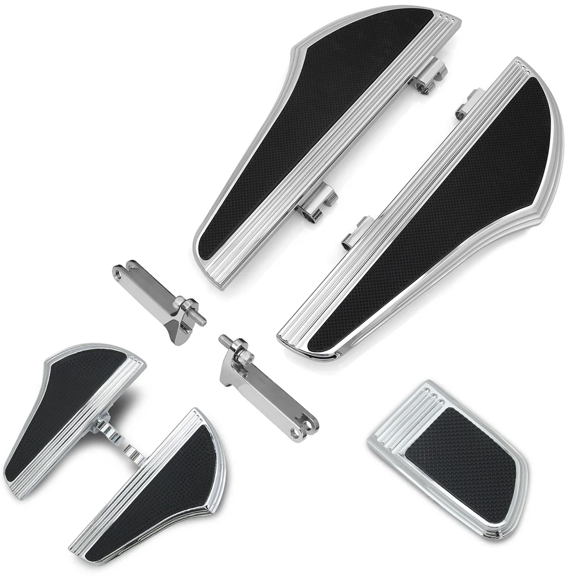 Chromed Defiance driver passenger Floorboards kits brake pedal for harley touring electra road street glide FLHX FLHT FLHR FLTR