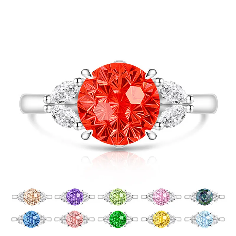 925 Sterling Silver Light Luxury Bright Dahlia Cut Millennium Cut High Carbon Diamond Vine Ring Design Jewelry
