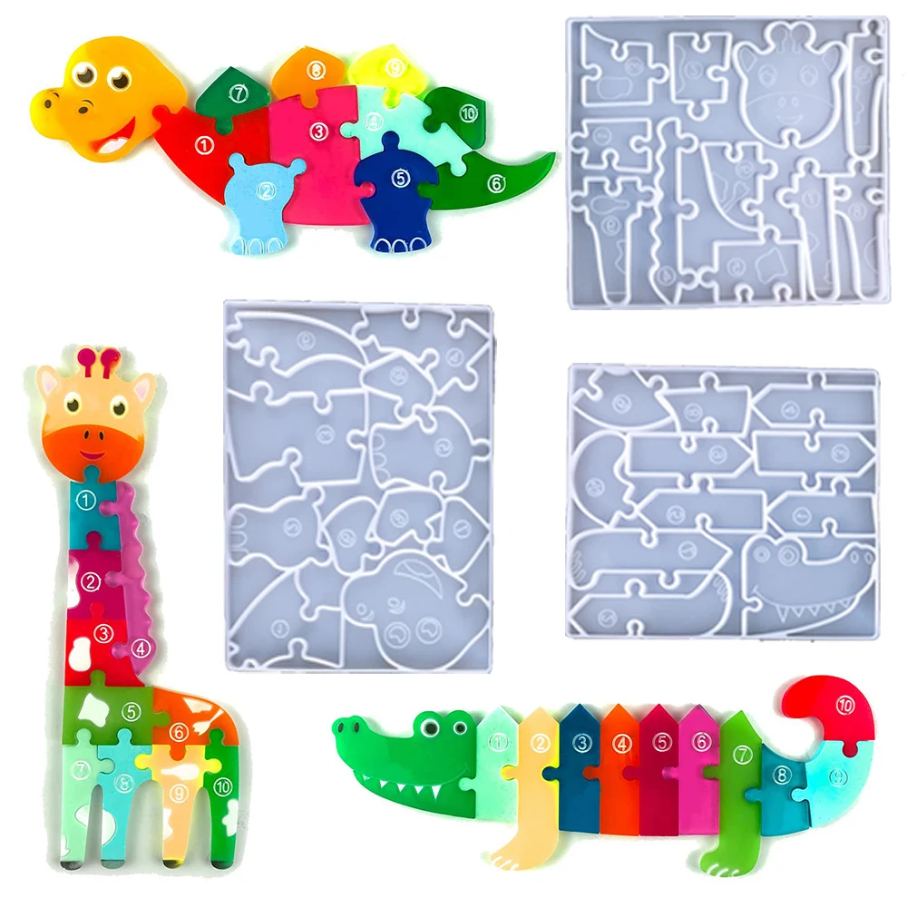 

Animal Jigsaw Resin Mold Dragon Jigsaw Puzzle Learning Educational Toy Silicone Moulds For Making Puzzle Toddler Kids Game Tools