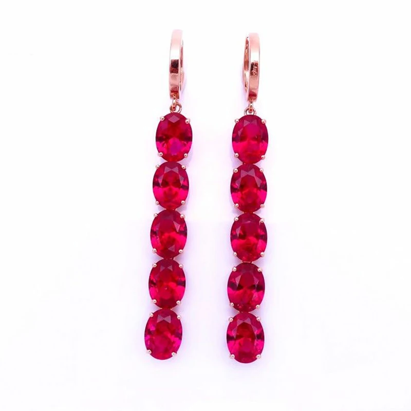 585 purple gold plated 14 rose gold inlaid ruby tassel drop earrings for women fashion luxury elegant engagement party jewelry