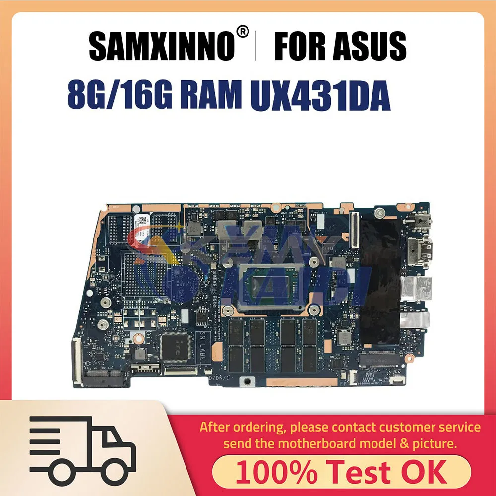 Notebook Mainboard For ASUS FOR ZenBook UX431DA UX431 UX431D Laptop Motherboard R5-3500 R7-3700 8G 16G RAM 100% Test OK