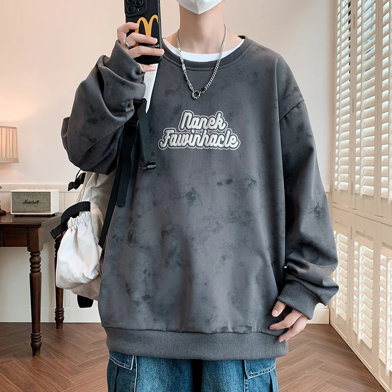 M-8XL Spring Plus Size Men's Pullover Harajuku Street Youth Outdoor Sports Top Loose Breathable Round Neck Comfortable Sweater