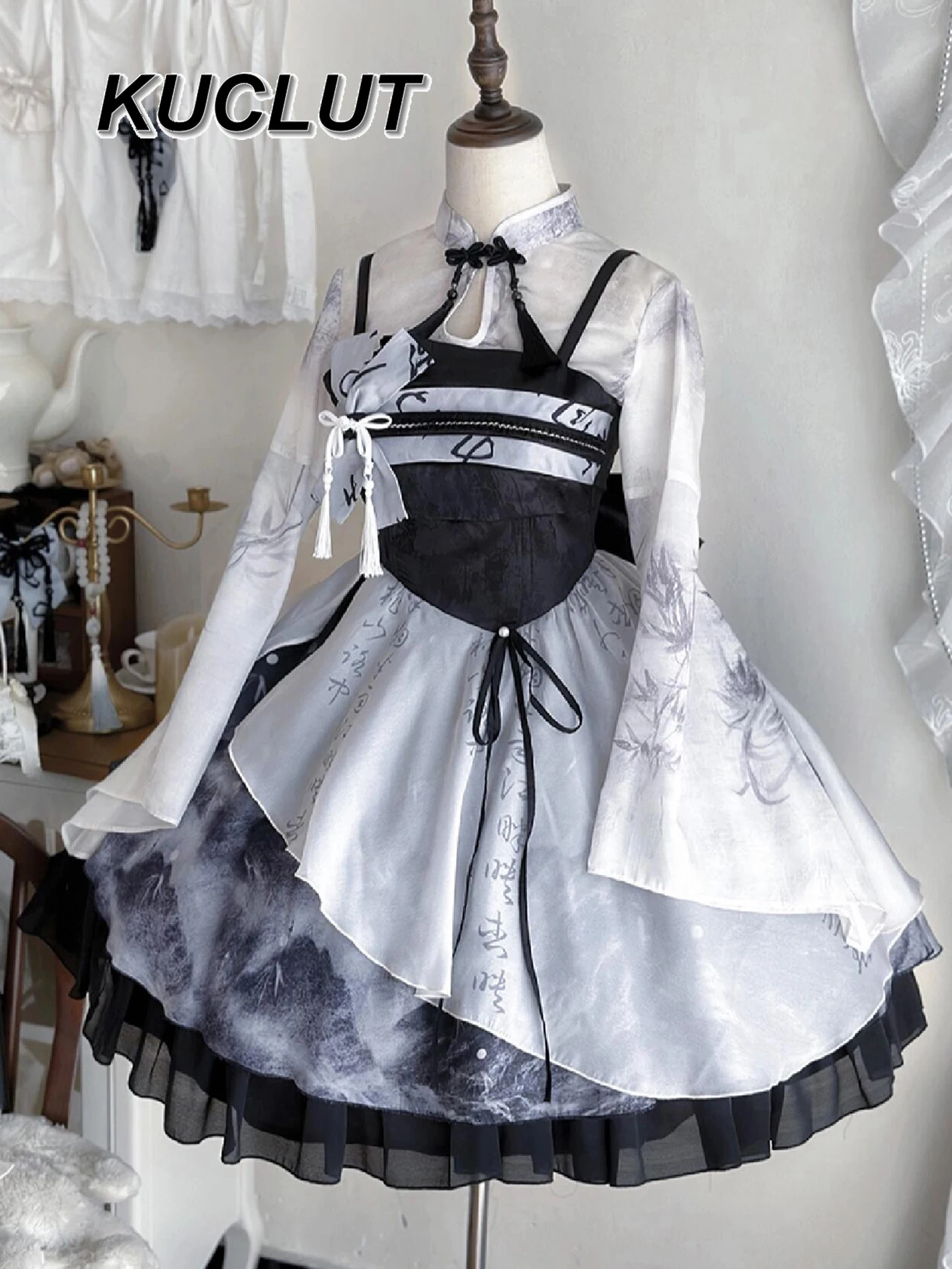 로리타 스타일 소녀 패션 빈티지 우아한 드레스 여성용 봄과 가을 2025 신상 긴 소매 드레스