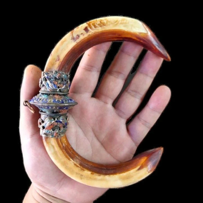 Antique bone tusks inlaid cloisonne pendant ornament collection