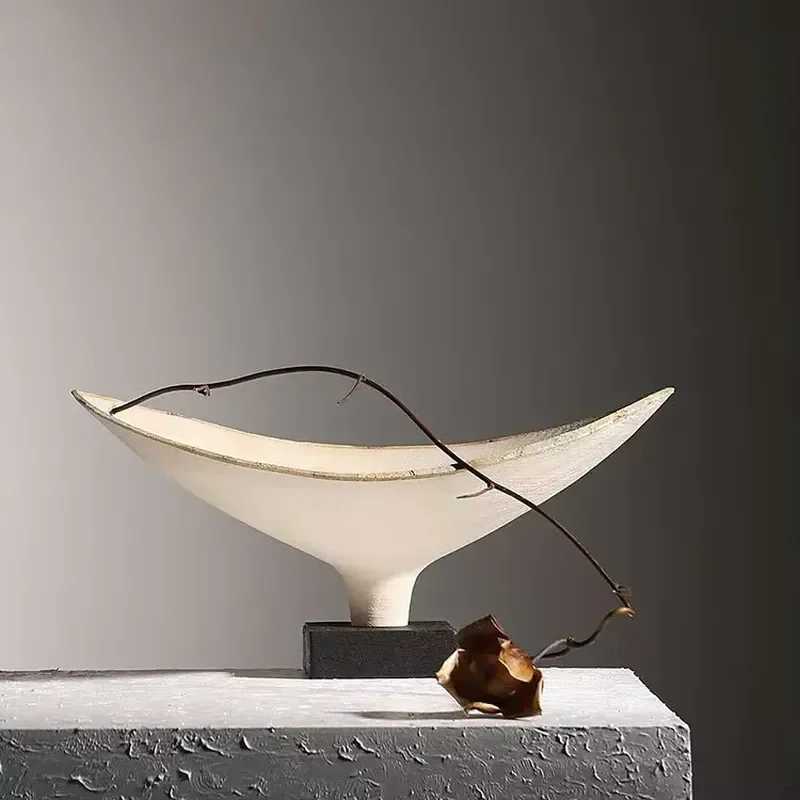Handicraft modern minimalist wabi-sabi style composite material decoration handmade tray ornament fruit plate sales office
