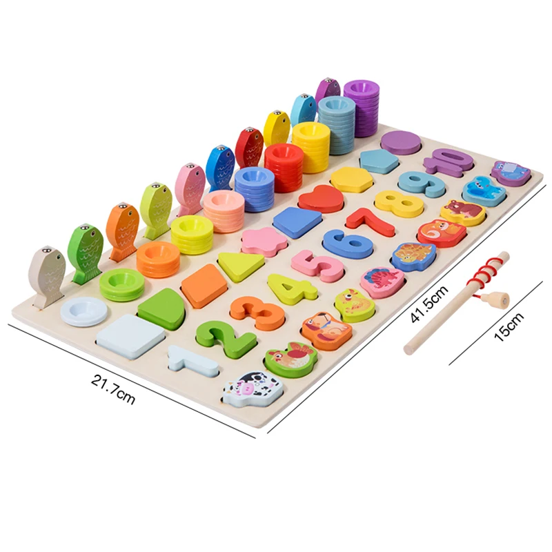 Bambini Montessori Matematica Giocattoli Per I Più Piccoli Educativi Puzzle Di Legno Giocattoli Da Pesca Conteggio Numero Forma Corrispondenza Selezionatore Giochi Giocattolo Da Tavolo