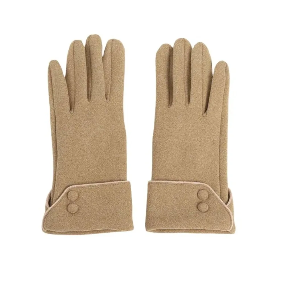 Elegant Button Winter Gloves Touchscreen Fleece Women Gloves Anti Cold Thickened Cycling Mittens Outdoor