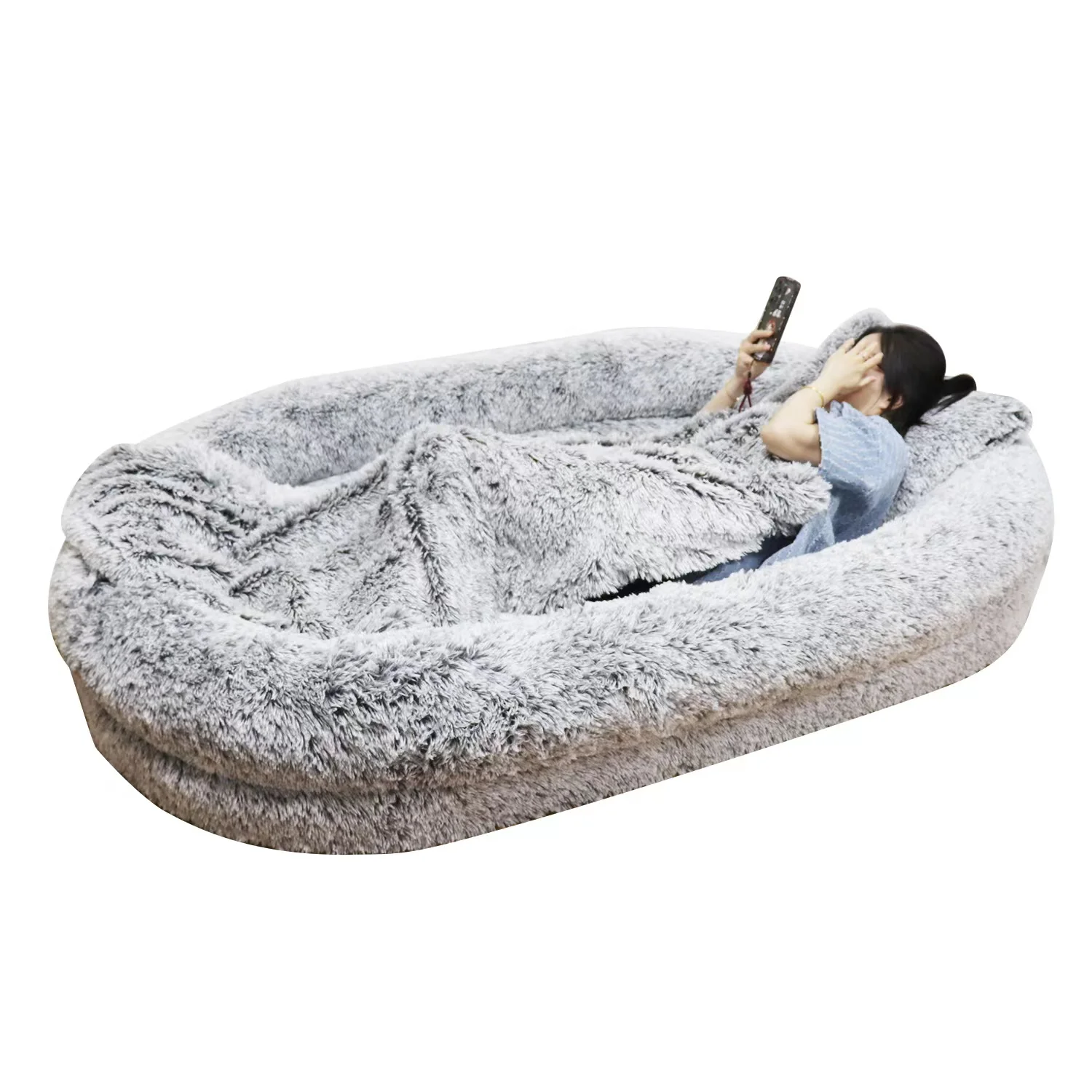 Luxury Waterproof Washable Rectangular Dog Bed for People Giant Human Size with Removable Cover Animal Pattern Packaged Carton