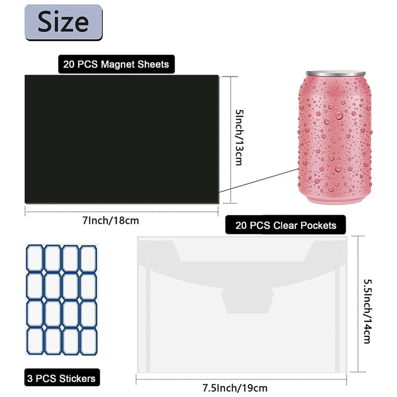 40 قطعة من جيوب تخزين القالب والمغناطيس، أوراق مغناطيسية بسمك 0.5 مم لتخزين القالب، مظاريف تخزين قوالب يدوية متينة