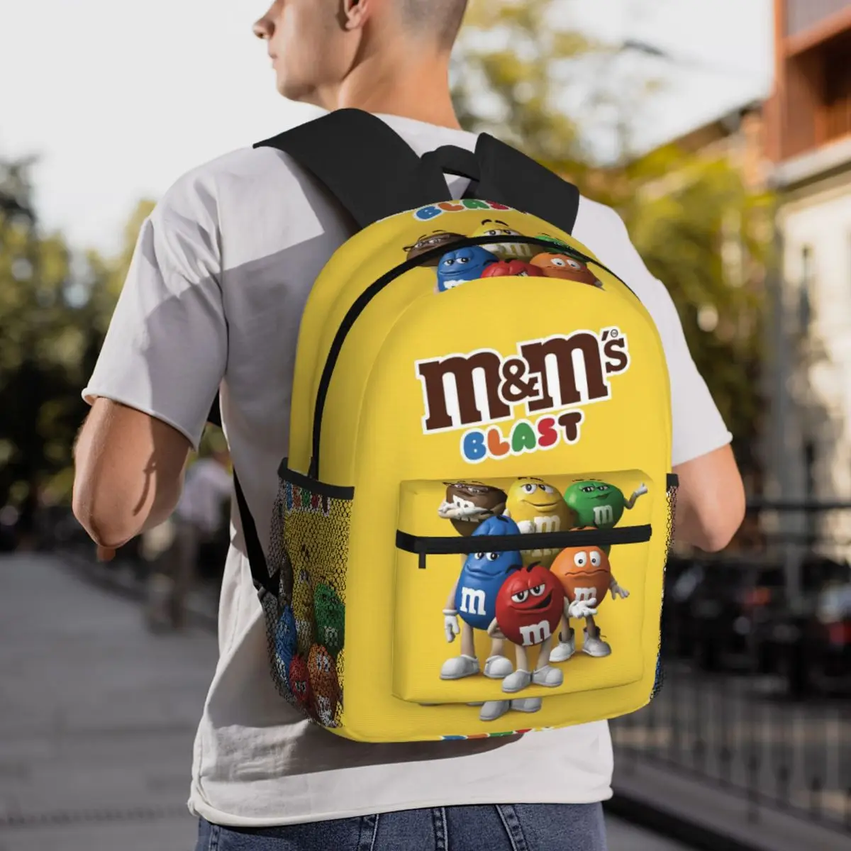 MM Chocolate Candy Cartoon Backpack Daypack Large Capacity Children BookBag School Bag Shoulder Bags for Men Women