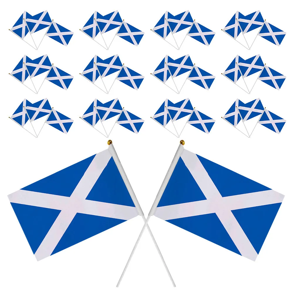 40Pcs Mini Handheld Scotland Flags Small Stick Party Sports Event Decorations Portable Lightweight Scottish Flag Souvenirs