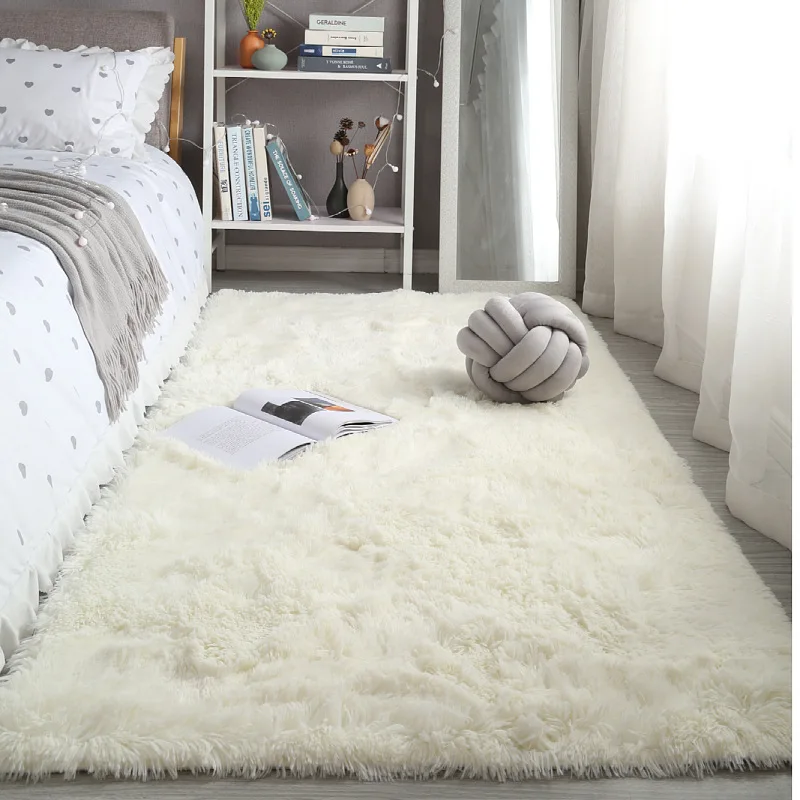 NONE Grauer Wohnzimmer-Teppich, großer Teppich, Flur, Couchtisch, Bodenmatte, 160 x 230, Kinderzimmer, Schlafzimmer, langes Haar, flauschige Bodenbelag-Teppiche 3