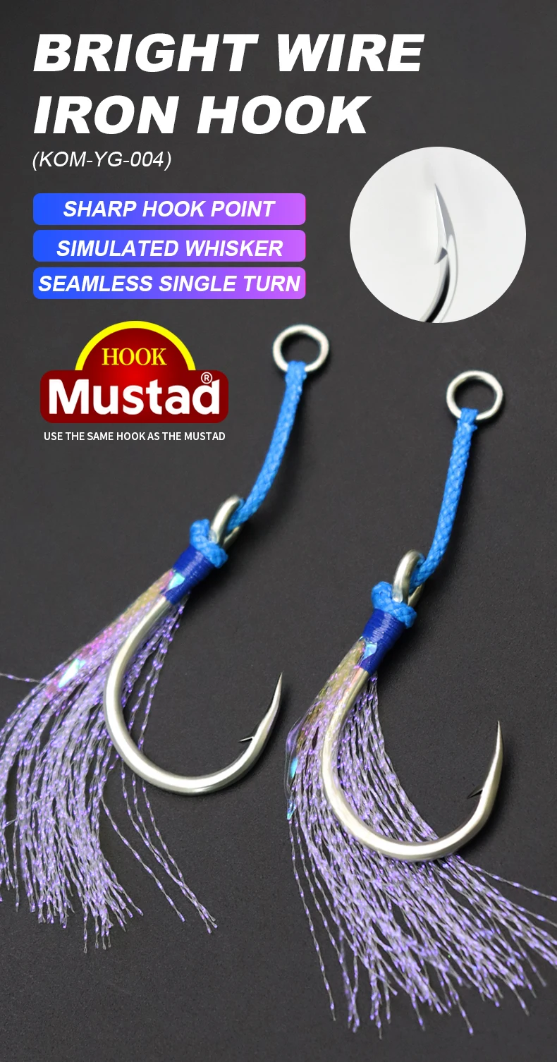 ZYZHE 2~3 Stück/Beutel JIG Assist Hook 1/0 # -11/0 # Hochfeste Jigging-Angelhaken Federhaken Salzwasser-Angelhaken Angelzubehör – Detail 1