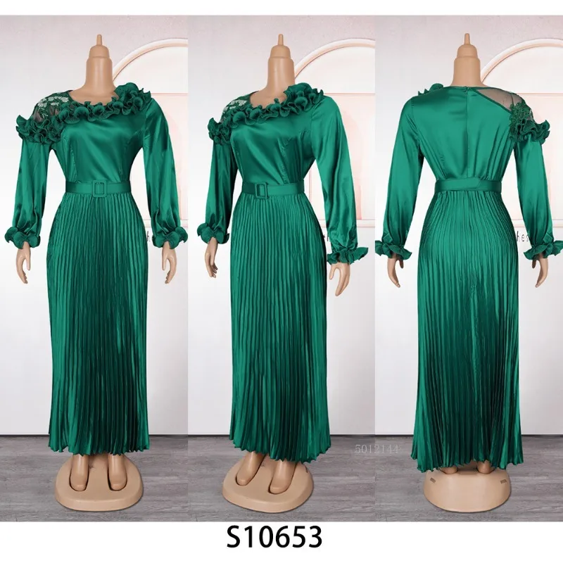 2025 جديد حجم كبير فساتين الحفلات الأفريقية للنساء موضة جديدة Dashiki أنقرة الزفاف ثوب مسائي أنيق مسلم ماكسي فستان #4