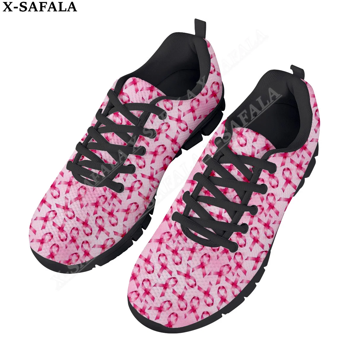 Breast Cancer Awareness Print Unisex Casual Basic Daily Sport Shoes Breathable Lightweiht Mesh Lace Up Sneakers Men Woman -7