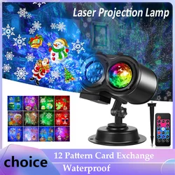 Waterproof Laser Projection Lamp party light 12 Change Card Stage lighting Holiday Outdoor projector christmas stage lighting