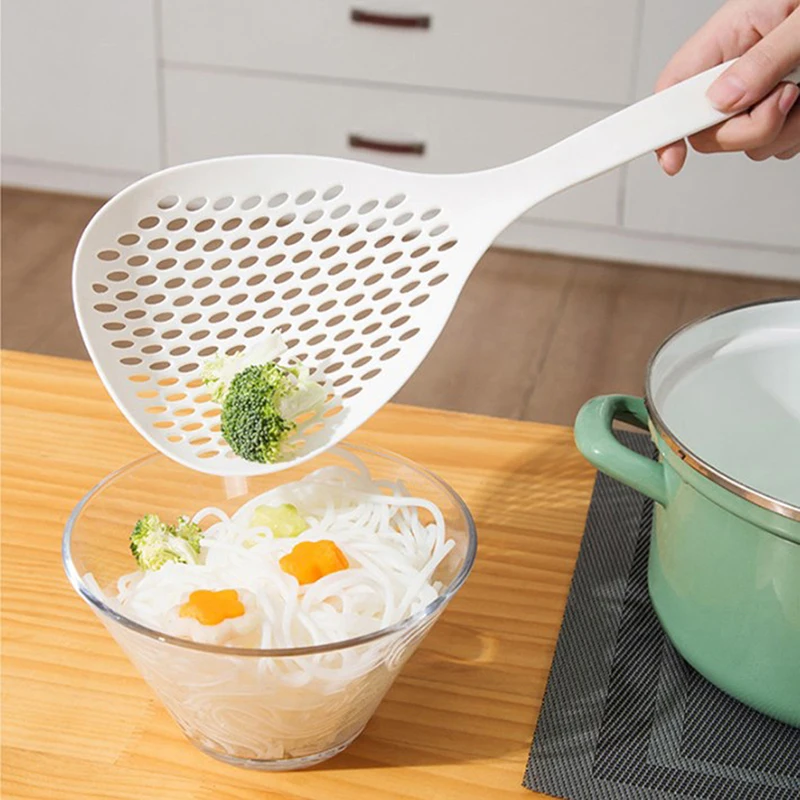Colher de grande capacidade sem suporte, alta temperatura, bolinhos pendurado, rede vazando, não é fácil de deformar, suprimentos de cozinha, branco, 1 pc