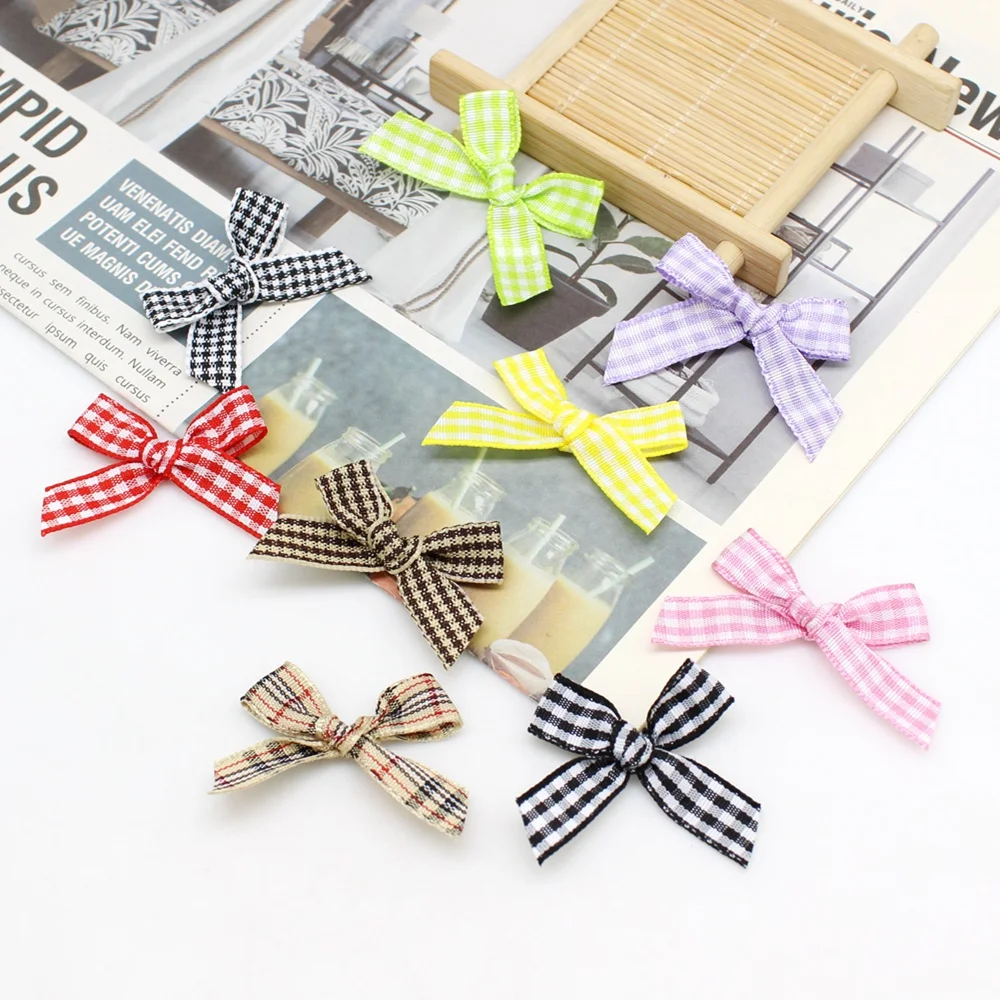 50pcs 10mm-20mm Small Satin Ribbon Bows Flower Appliques sew Craft bow Wedding Party Sewing DIY Decorations