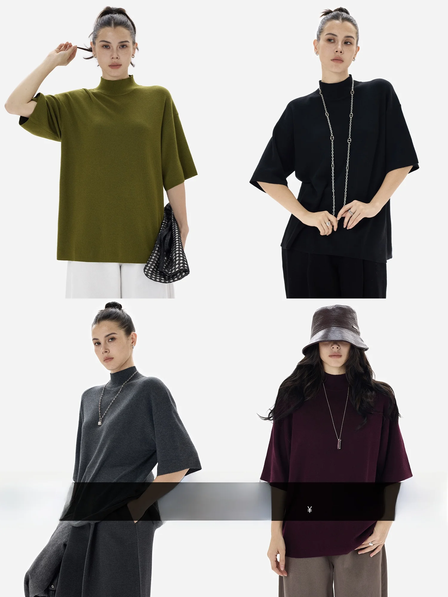 

eGuYue High Ne вязаный свитер, женский базовый слой, свободный крой, прямая трубка середины свека, теплая домашняя одежда, полиэстер, нейлон, переменный...