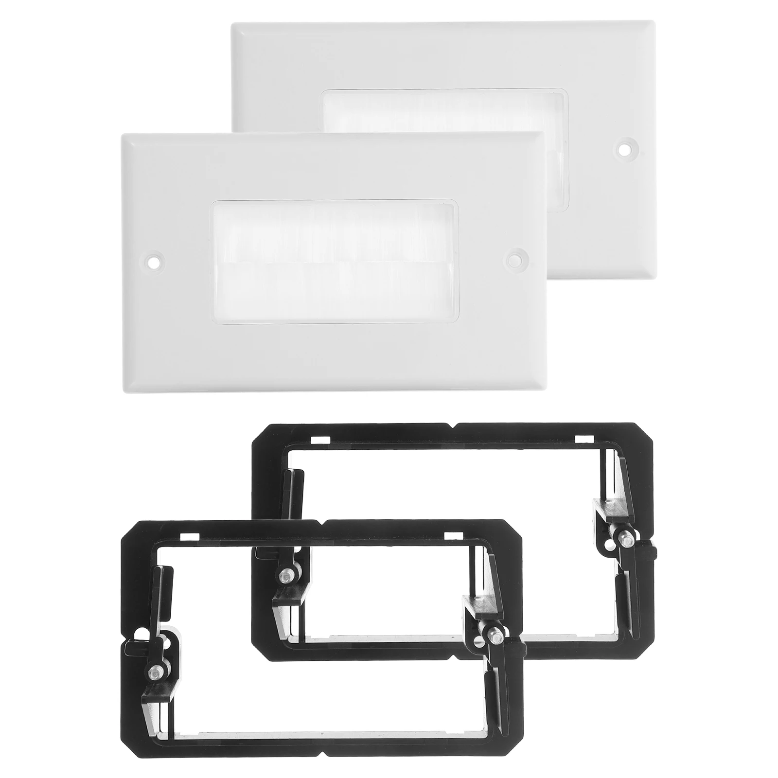 

1 Set Brush Plate Cable Pass Through For Home Office Wire Management Wall Cable Organizer, Switch Plate Cover, Electrical Face
