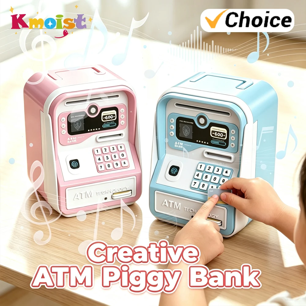Creative ATM Piggy Bank Kids Toy For Boys And Girls Card Roll Money Combination Lock Money Coin Bank Children's Birthday Gifts