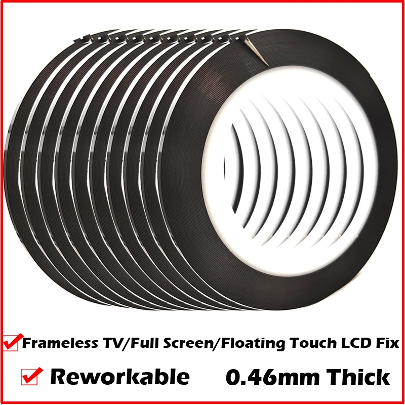 0.46mm Thick, Reworkable Double Adhesive Gasket Foam Tape for Super Thin Screen Monitor Frameless Touch Display Fix, 3mm/4mm/5mm