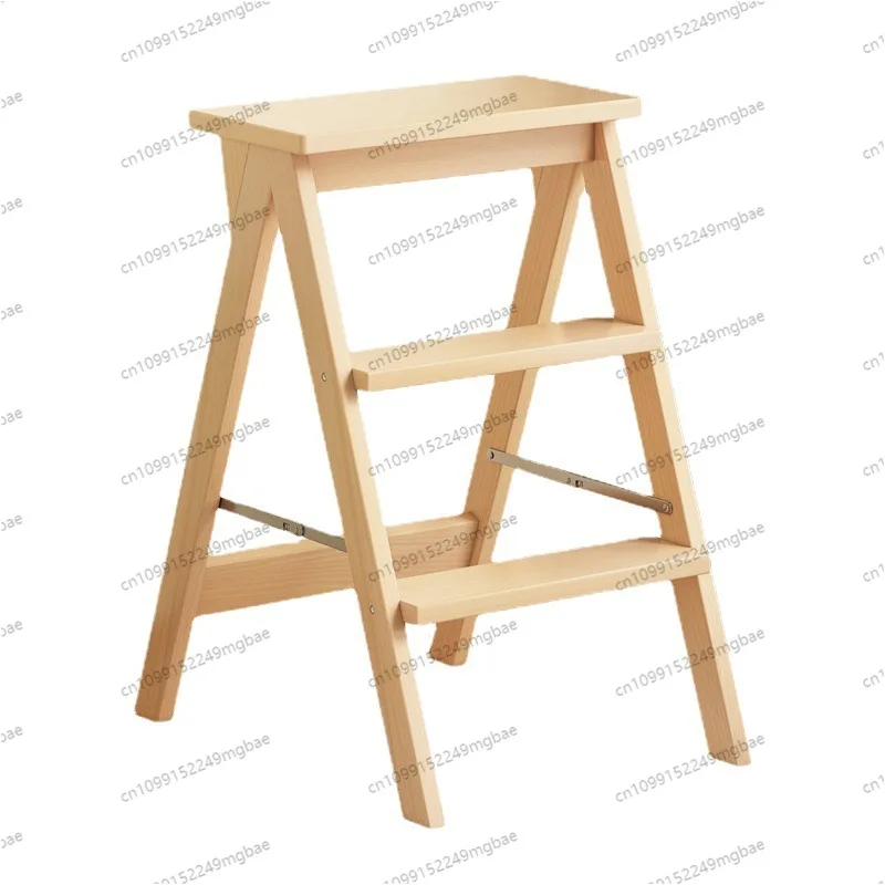 

Three-step ladder Solid wood climbing folding stool Household ladder Bar stool Ladder stool pedal high kitchen