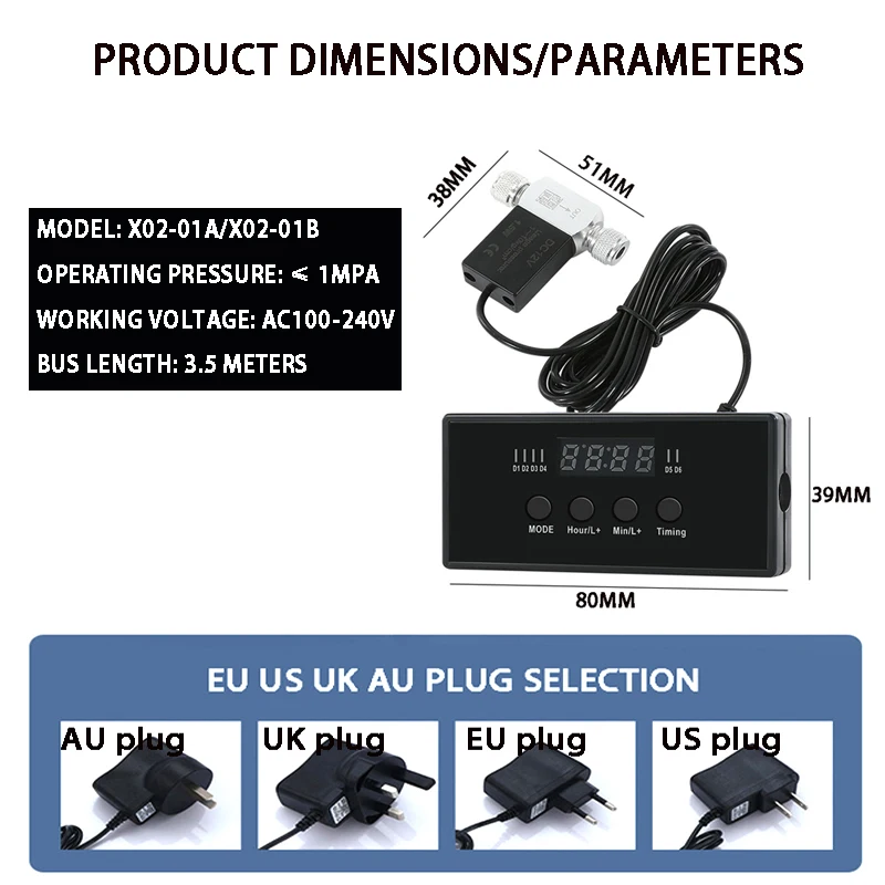 Aquarium CO2 electric valve Digital display Timing Switch fish tank CO2 bubble Counter regulator Generator Control Motor valve