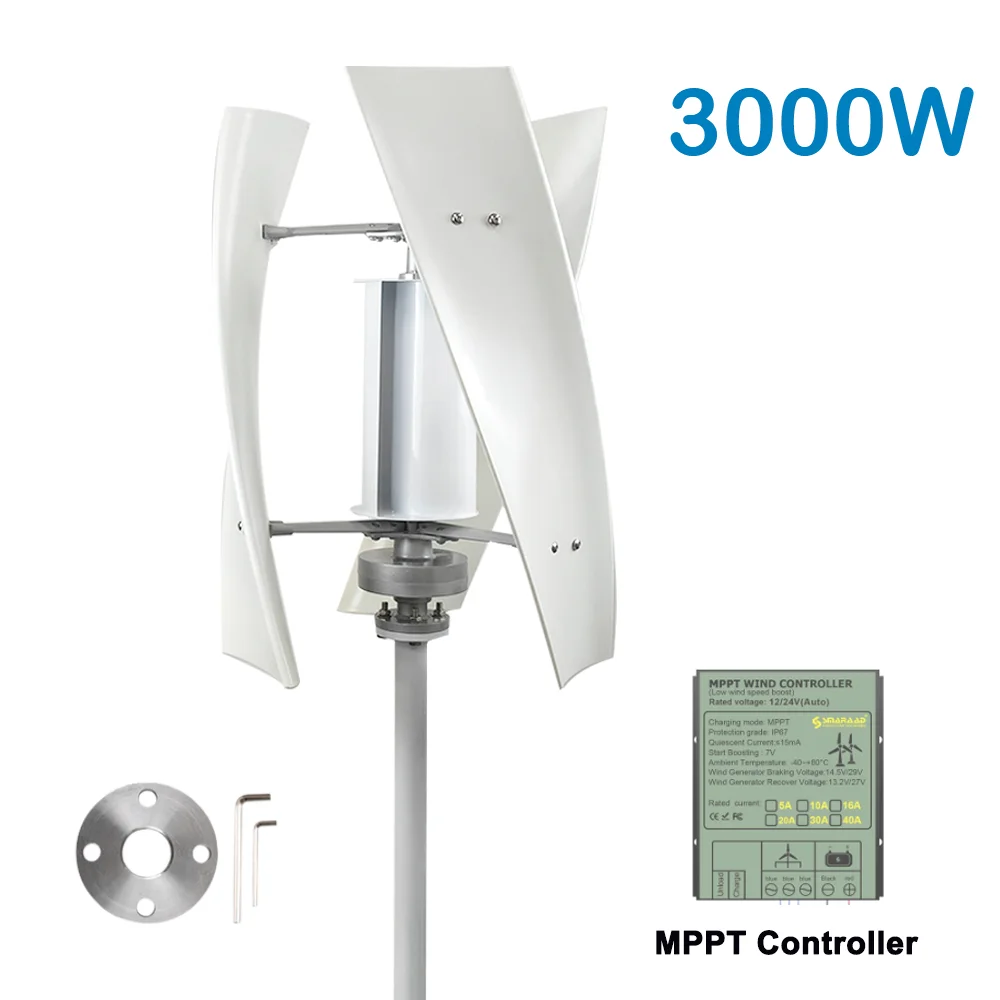 3000W Hoog Rendement Windturbine Off Grid Systeem 12V 24V 48V Uitgangsspanning 220V 230V 240V Huishoudapparaat Voeding Systeem