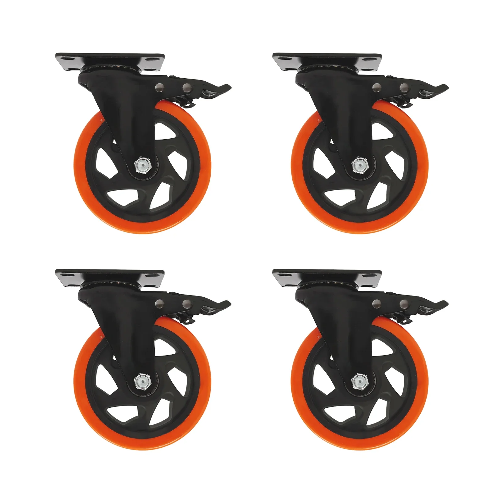 Heavy Duty Casters Set 4PCS 100kg Load Capacity Each, PU Wheels with Brake for Cart Trolley Workbench Industrial Use