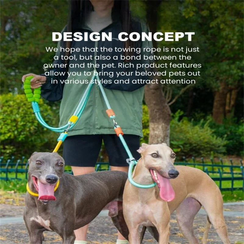 Designer Double Straps Large Dogs Pet Accessories Puppy Lead Hands Free Dog Leash Rope Crossbody Running Guide Waist Belt