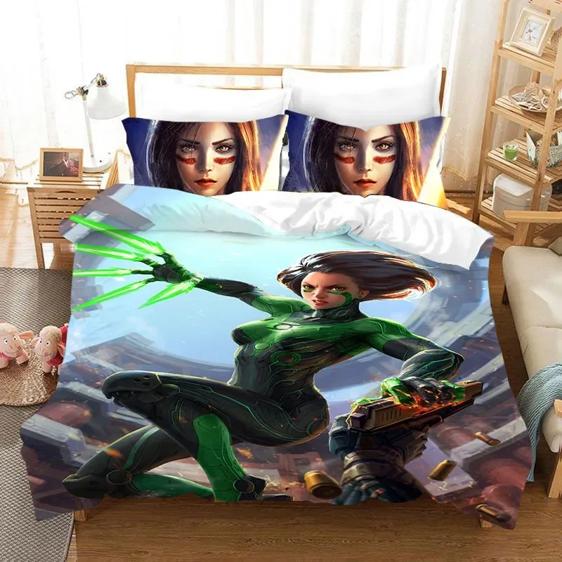 3D Movie ALITA Battle Angel Bedding Set Boys Girls Twin Queen Size Duvet Cover Pillowcase Bed Kids Adult Home Textileextile