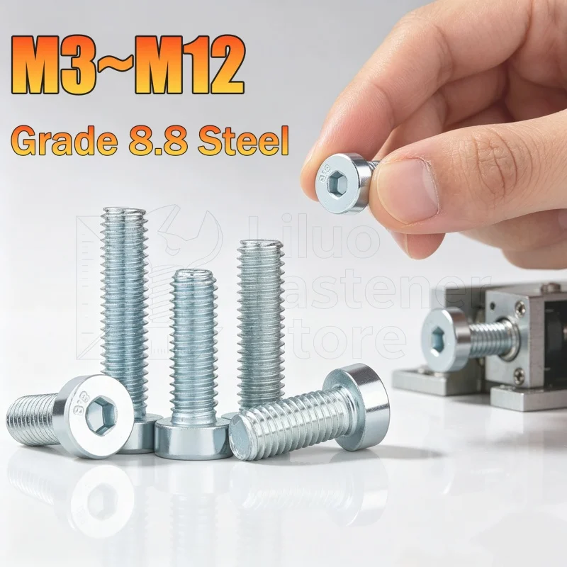 M3 M4 M5 M6 M8 M10 M12 DIN7984 Grade 8.8 Steel Galvanized Hex Hexagon Socket Thin Low Short Profile Head Allen Cap Screw