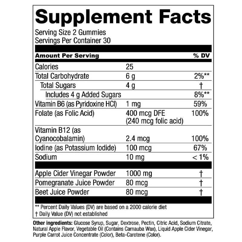Apple Cider Vinegar Gummies - Improves Digestion, Energy, Appetite Suppression,Weight Management, Fat Burner