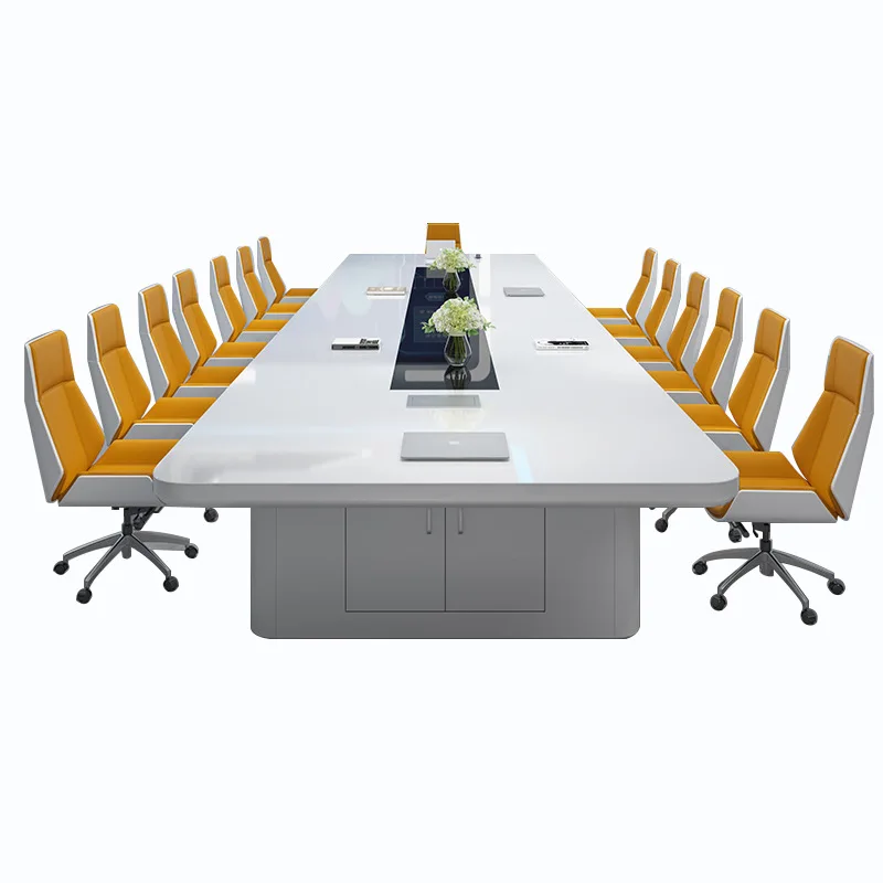 Painted conference table, long table, simple modern fashion office, large negotiation table and chairs