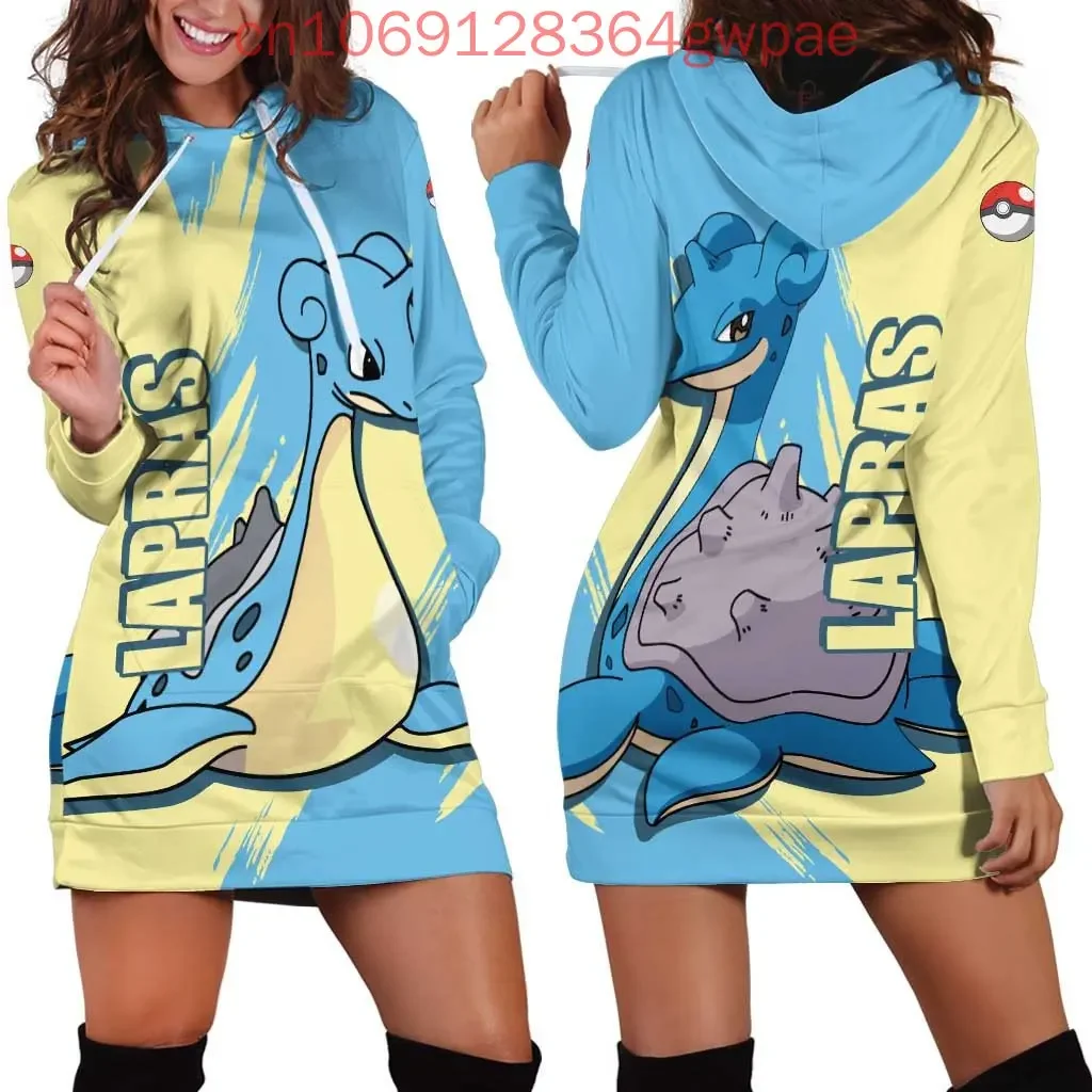 

Женское платье с капюшоном Pokemon Lugia Treecko, модное платье-свитер с Пикачу PKM Lapras, платье-свитшот, женские толстовки с 3d принтом