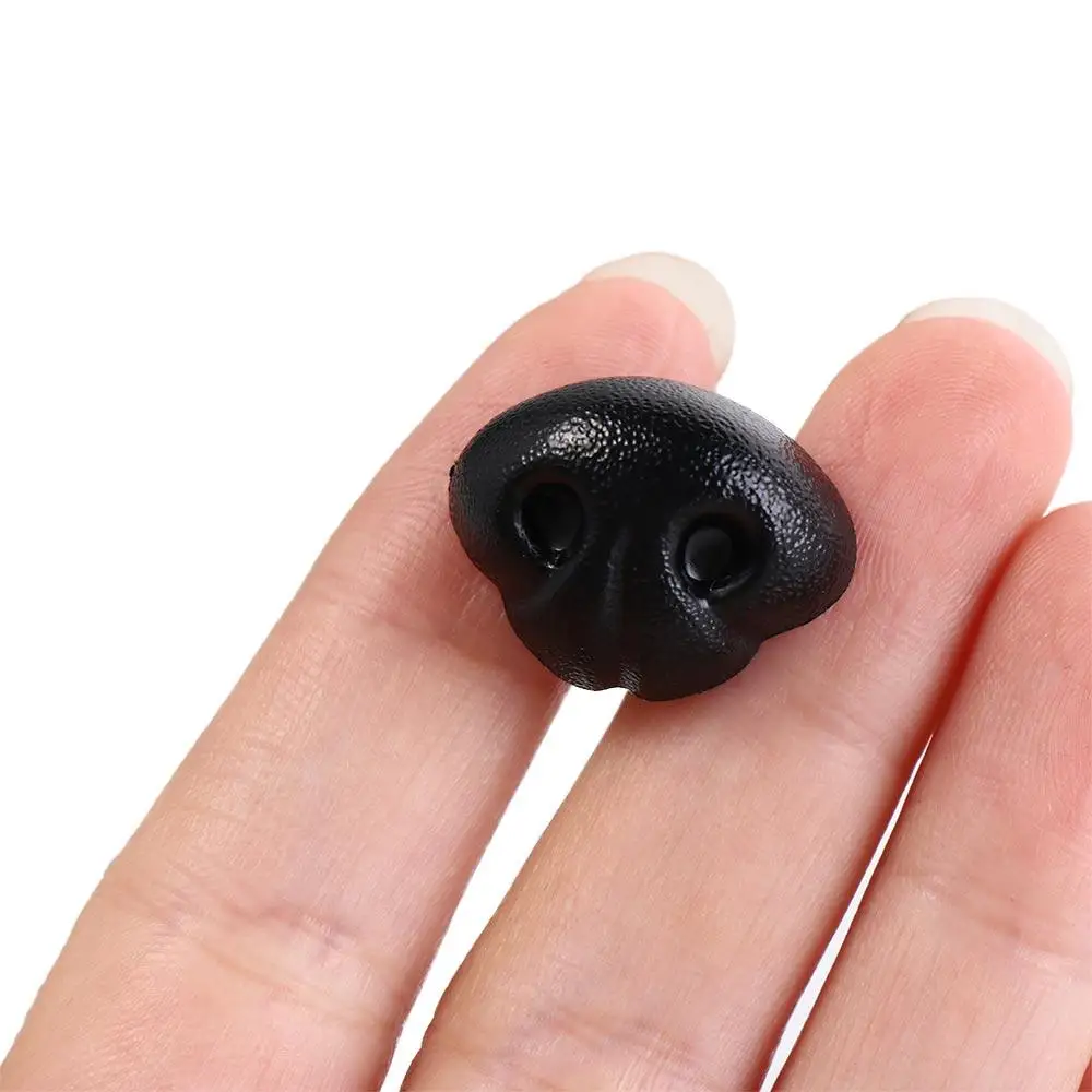 Narizes de cão plástico para artesanato, nariz de boneca animal preto, acessórios plug-in, acessórios DIY, 15mm, 18mm, 21mm