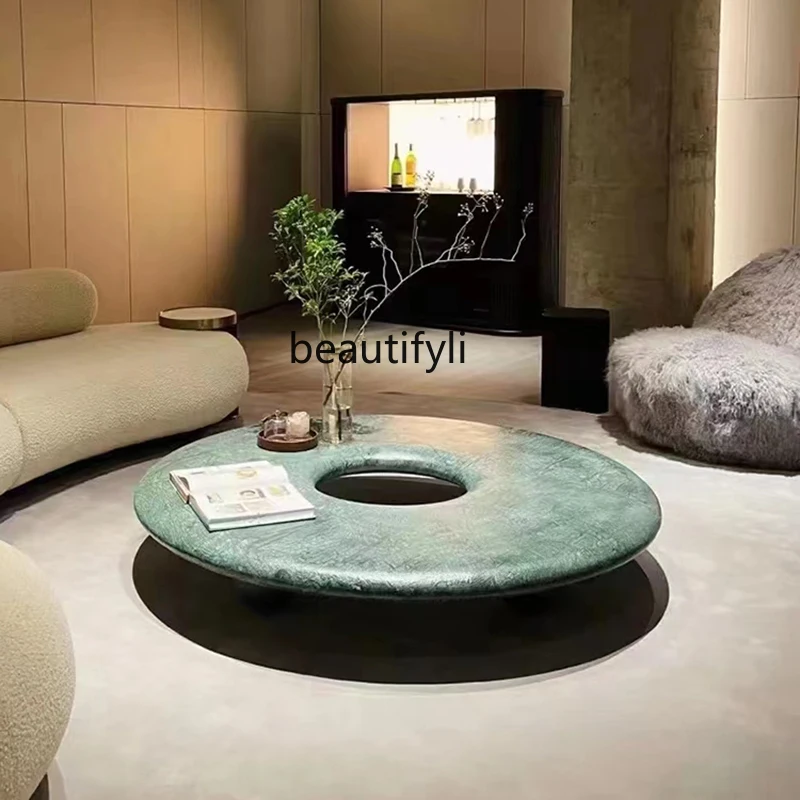 Natural stone coffee table Modern style designer Minimalist classical high-end green tea table