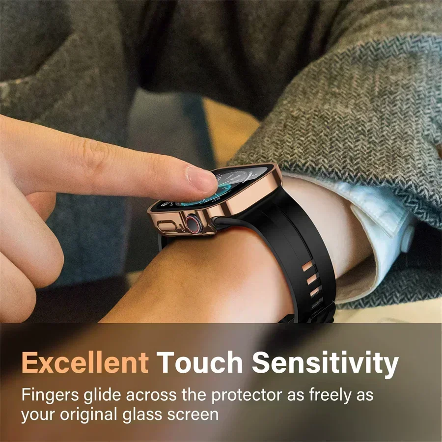 Glas + Abdeckung für Apple Watch Gehäuse Serie 9, 8, 7, 6, 5, 4 SE 44 mm, 40 m, 41 mm, 45 mm, gerade Kante, Displayschutzfolie, Apple Watch-Zubehör