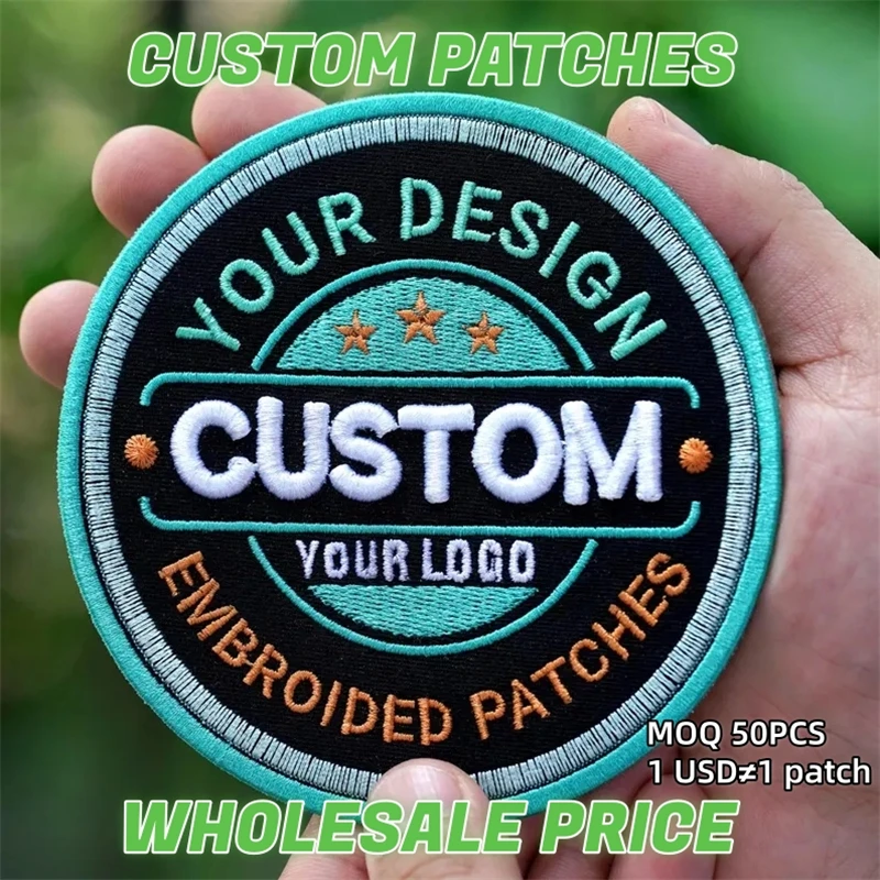 Custom Embroidered Logo Patch, Iron On/Sew On Applique Your Design Personalized Embroidered Patches