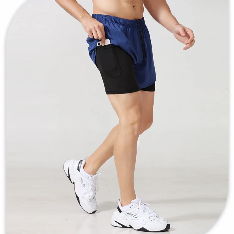 Sports shorts Double-lined basketball training fitness pants Loose and breathable running quick-drying shorts