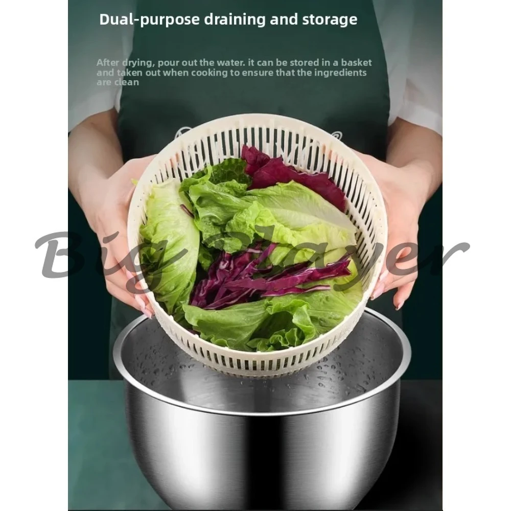 

Salad Spinner Drainer Spin Dryer Washer Dehydrator Dewatering Washing Machine Fruit Vegetable Cleaner Tool Stainless Steel