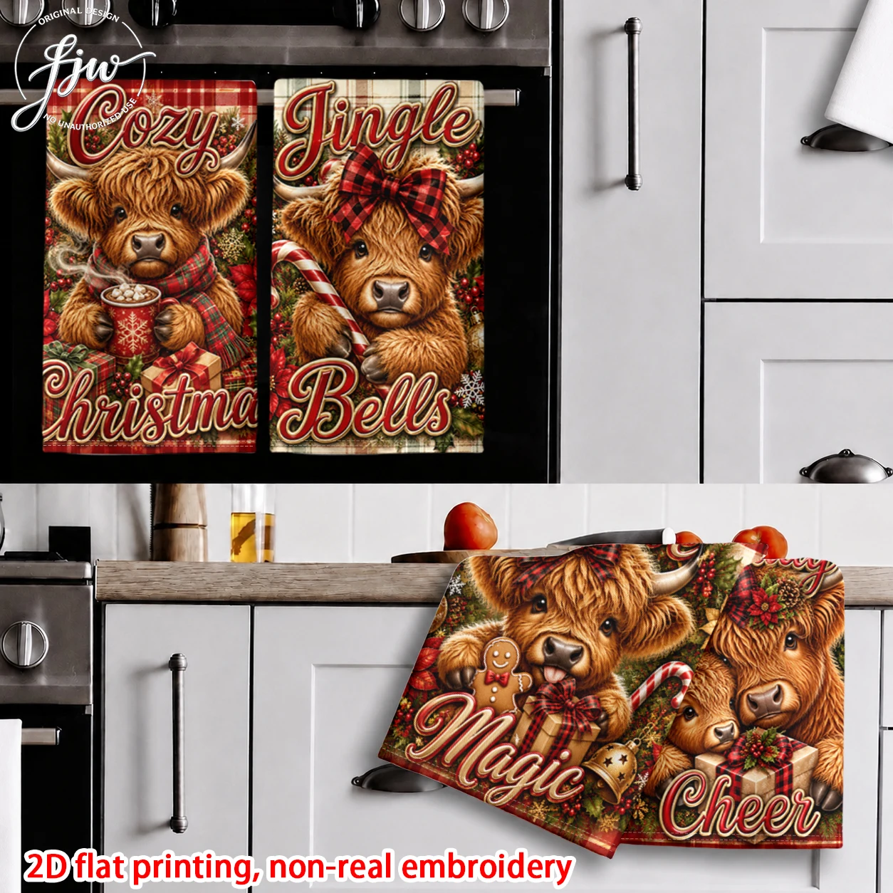 6pcChristmas Highland Cow Garden Flags  Vintage Holiday Farmhouse Yard Outdoor Decor