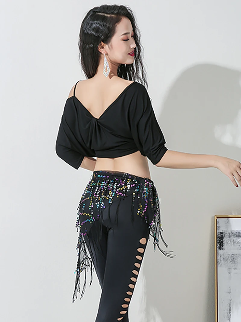 Belly Dancing Women's Clothing Belt Accessories Mesh Sequin Tassel Training Hip Scarf Sequin Belt Rectangle Dancewear Costumes