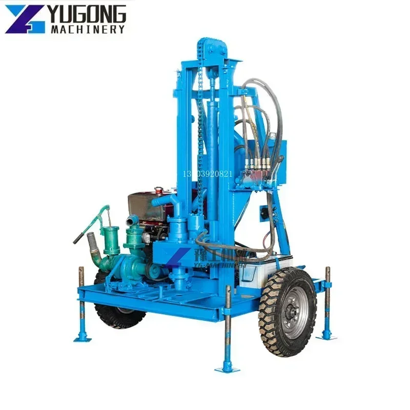 Portable Drilling Rig for Water Well Machine Mobile Diesel Engine Well Drilling Rig  Mounted Drilling Machine